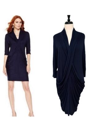 Byron Lars Draped Shawl Collar Dress